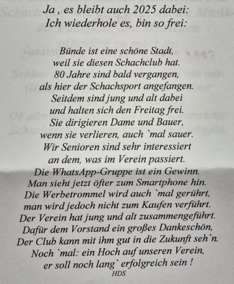von HDS: Bünde ist eine schöne Stadt, weil sie diesen Schachclub hat.